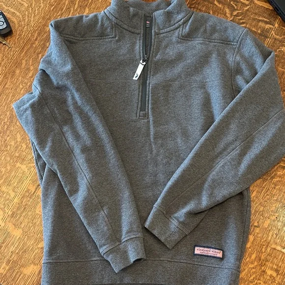 Vineyard Vines Men's Charcoal 1/4 Zip-Up Sweater Sweatshirt Top Sticking Sz S - Picture 1 of 7